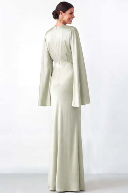 Dusty Sage Mermaid Satin Long Mother of the Bride Dress