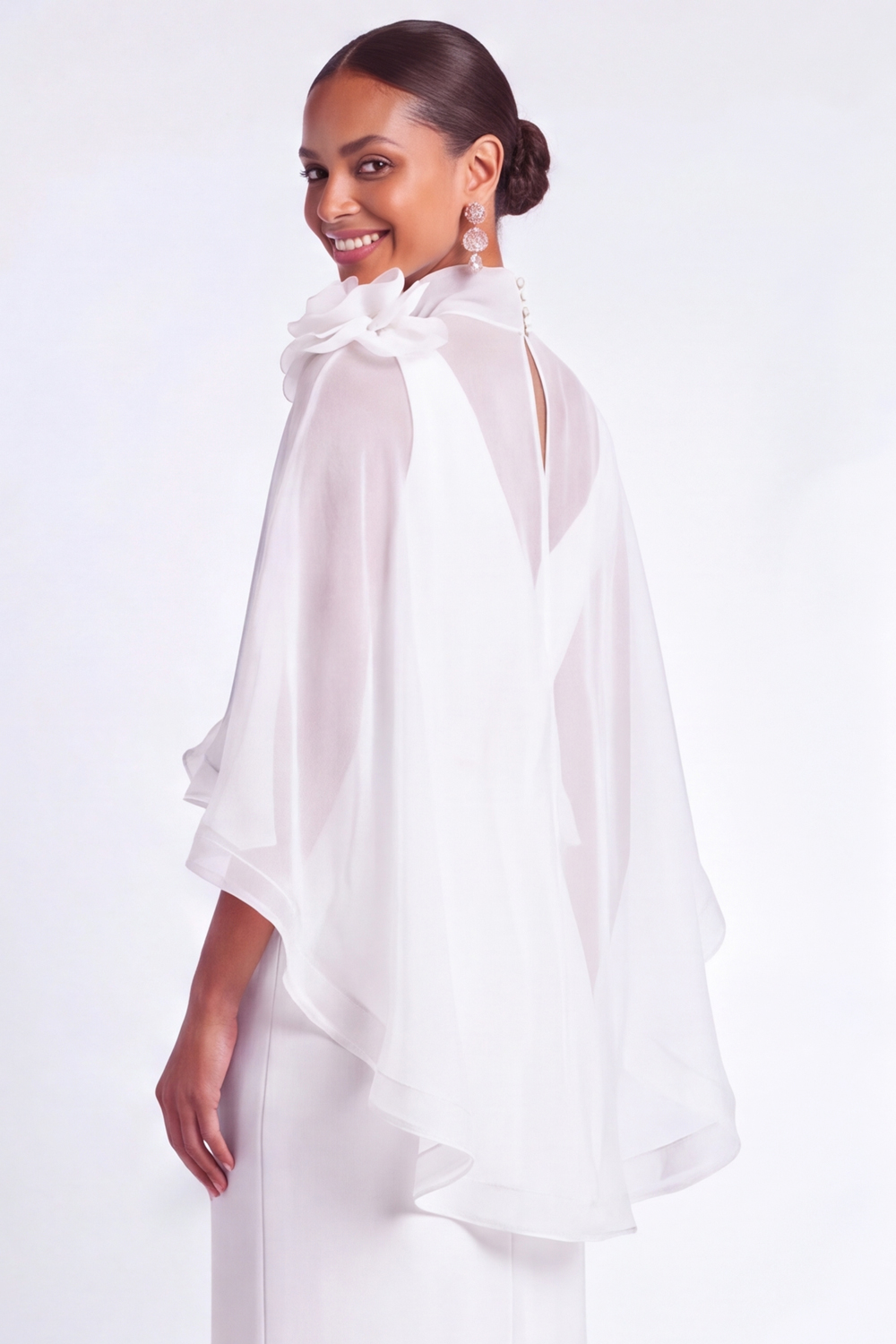 Light Blue Mermaid V Neck Long Mother of the Bride Dress with Cape
