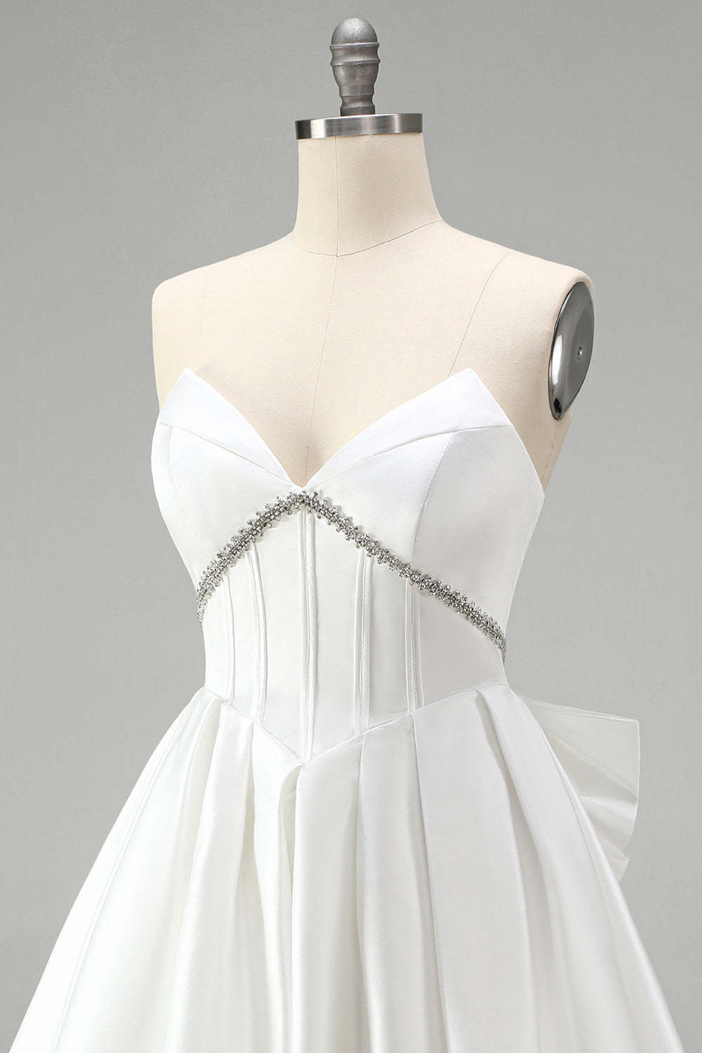 Sparkly White Corset Strapless Short Homecoming Dress with Rhinestone