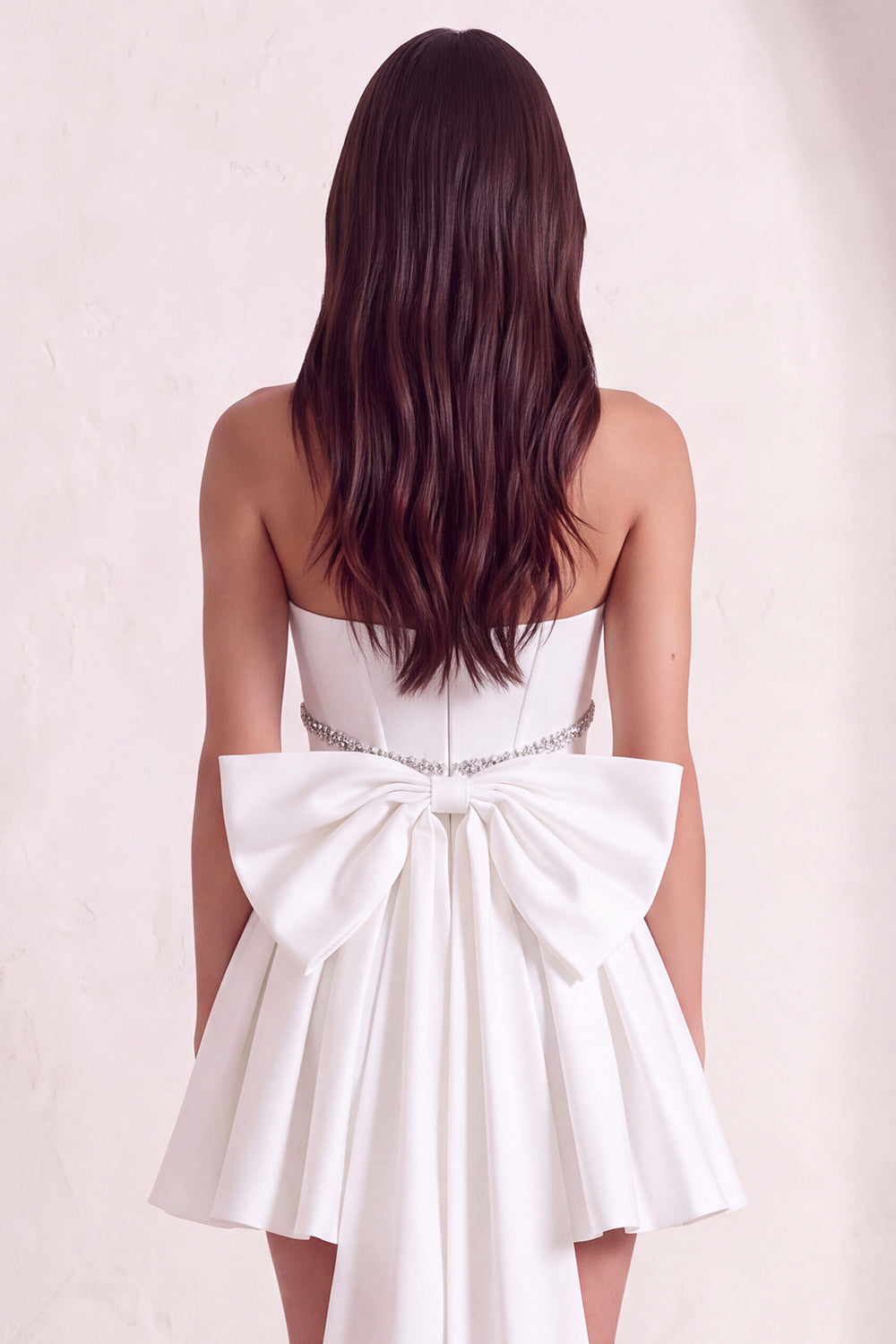 Sparkly White Corset Strapless Short Homecoming Dress with Rhinestone