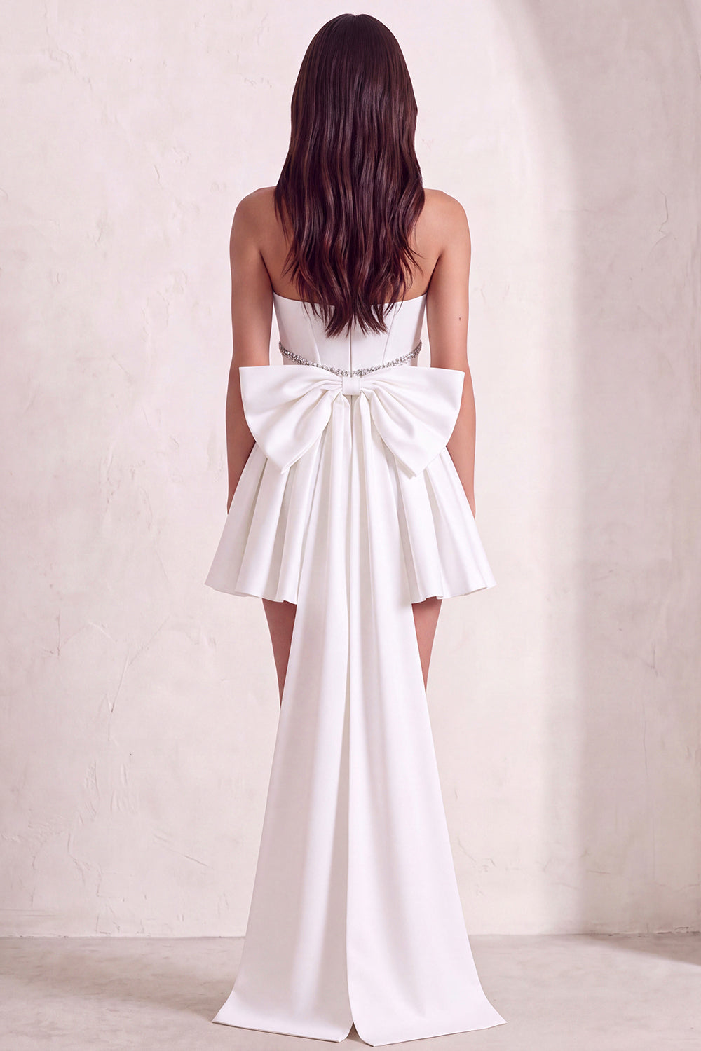 Sparkly White Corset Strapless Short Homecoming Dress with Rhinestone