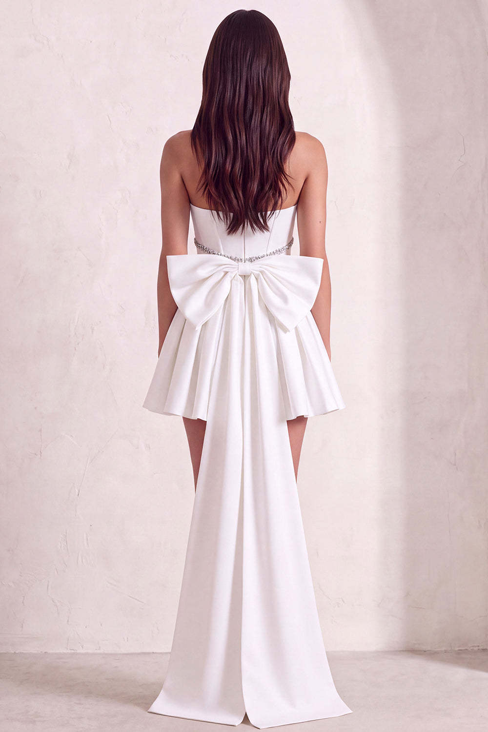 Sparkly White Corset Strapless Short Homecoming Dress with Rhinestone