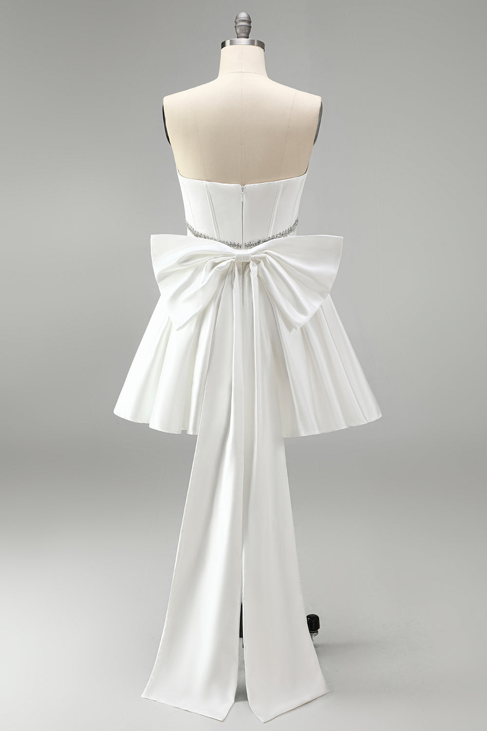 Sparkly White Corset Strapless Short Homecoming Dress with Rhinestone