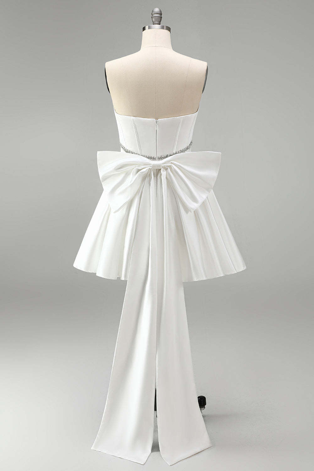 Sparkly White Corset Strapless Short Homecoming Dress with Rhinestone