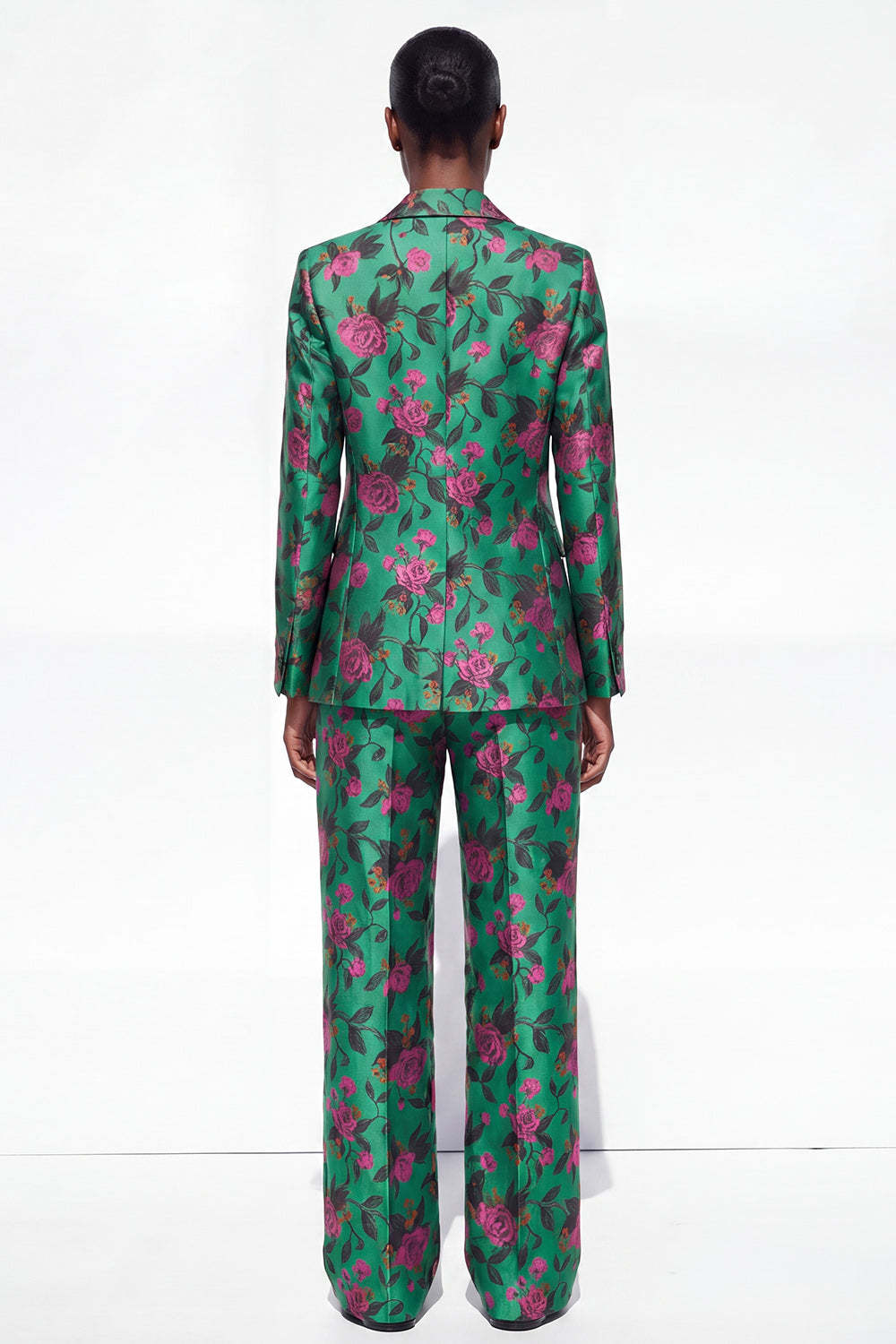 Single Breasted Black 2 Piece Floral Peak Lapel Business Suits with Pockets
