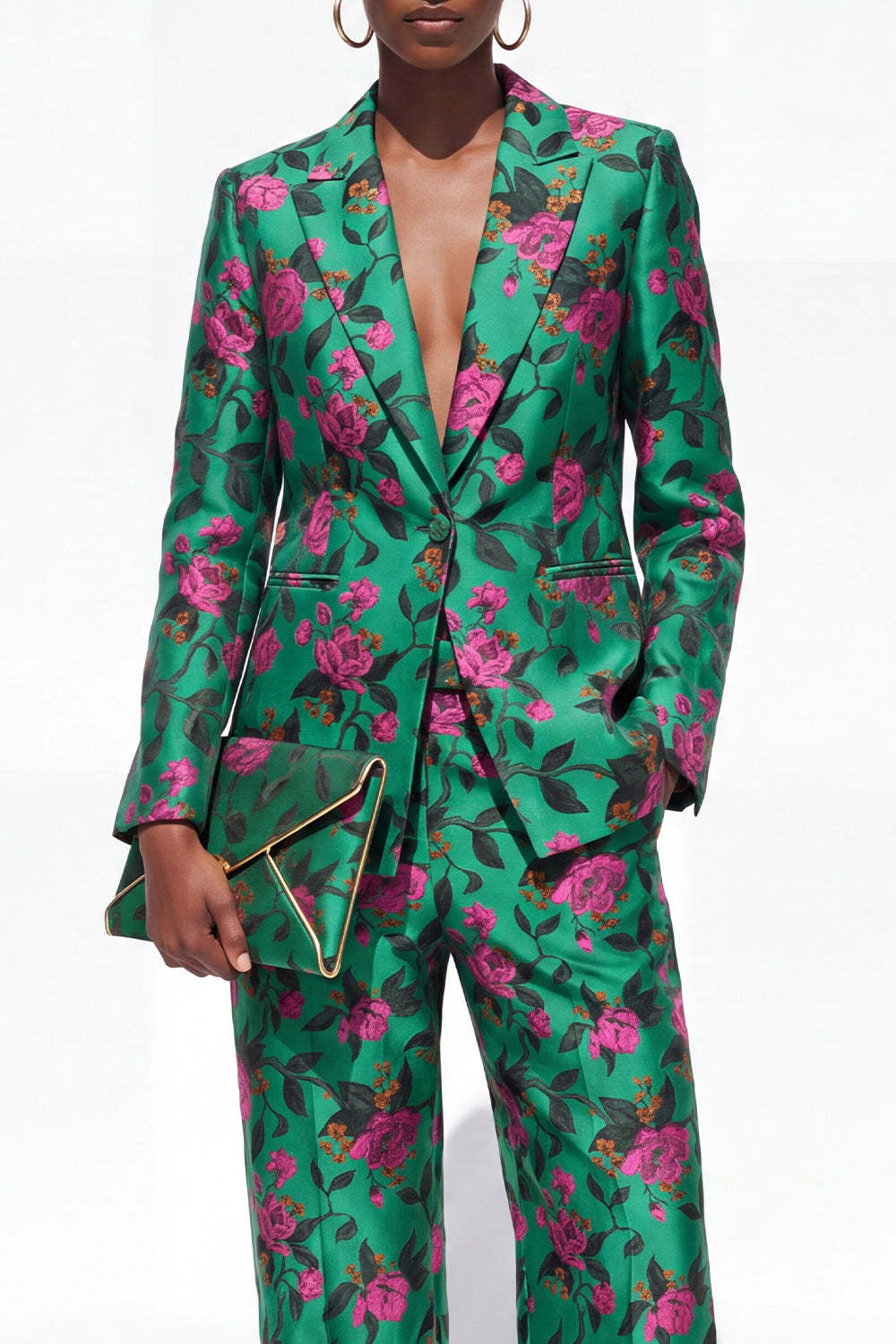 Single Breasted Black 2 Piece Floral Peak Lapel Business Suits with Pockets