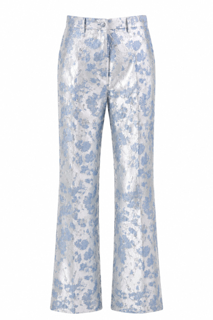 2 Piece Dusty Blue Floral Peak Lapel Double Breasted Prom Suits