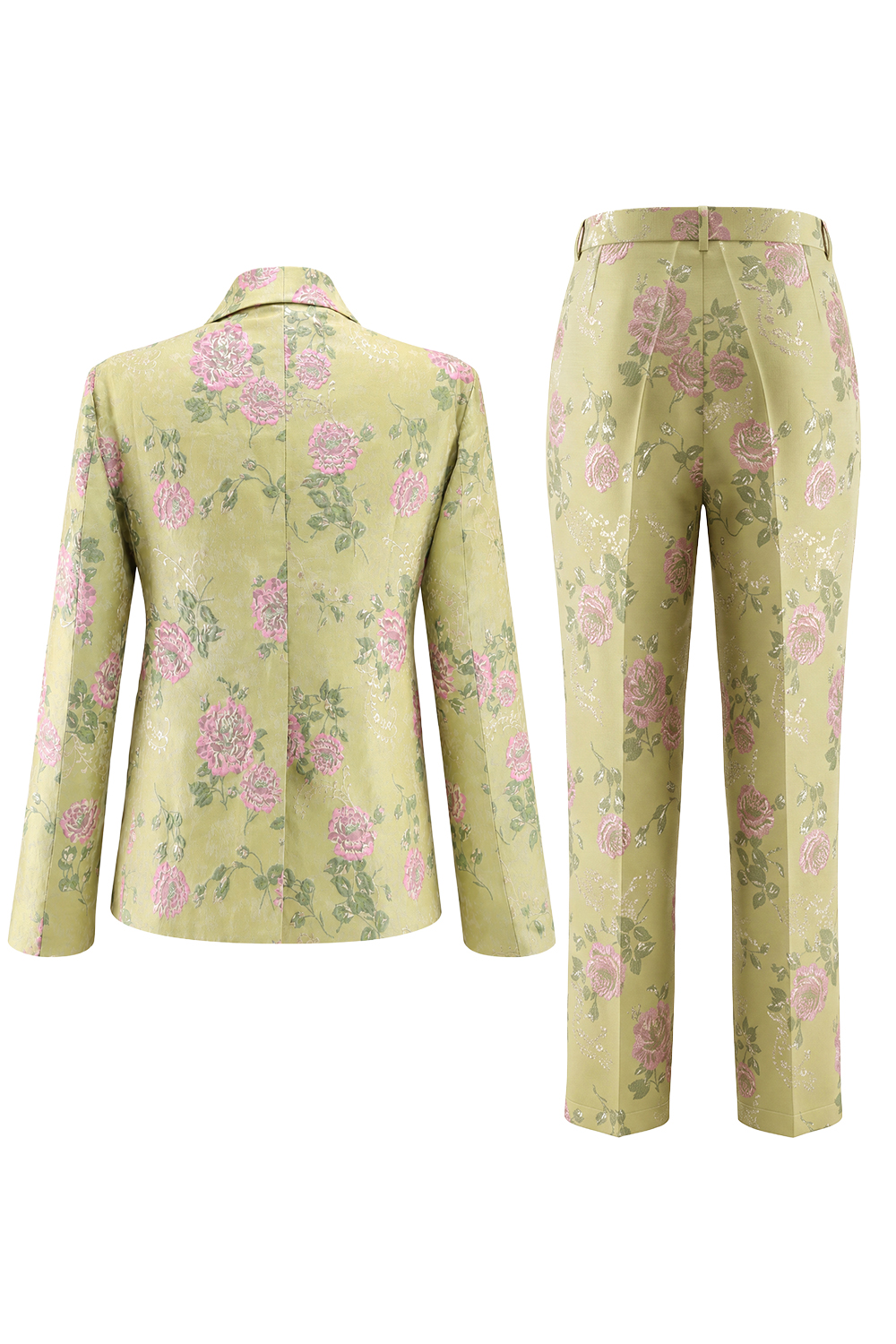 Sage Green Shawl Lapel 2 Piece Single Breasted Wide Leg Prom Suits