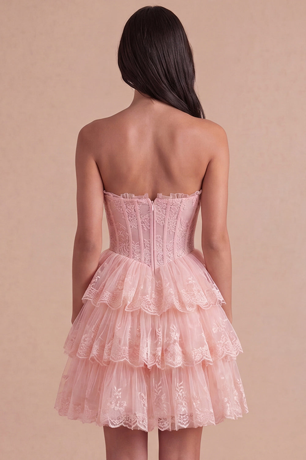 Blush A Line Floral Corset Lace Short Homecoming Dress