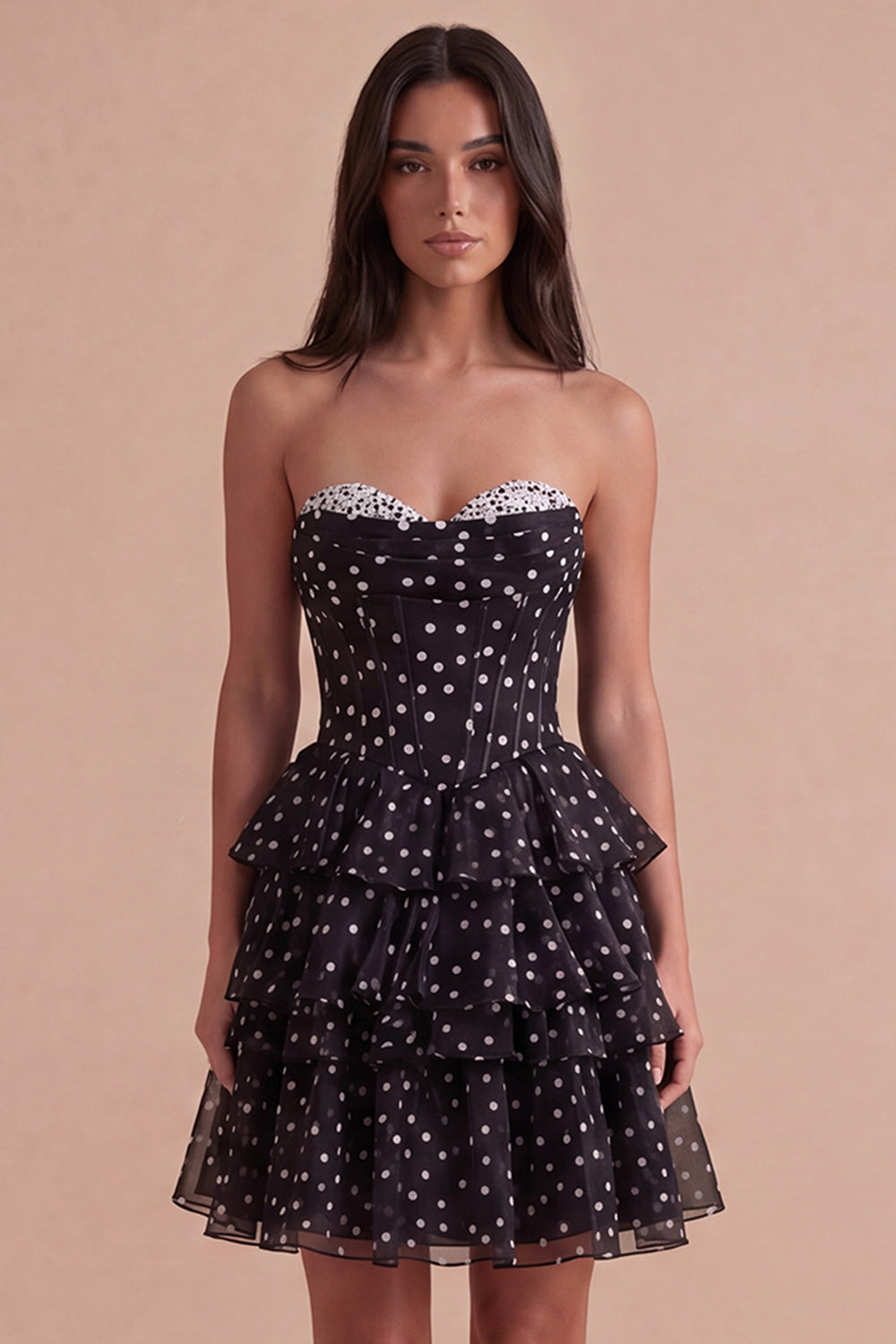 Sweetheart Black A Line Tired Short Corset Homecoming Dress