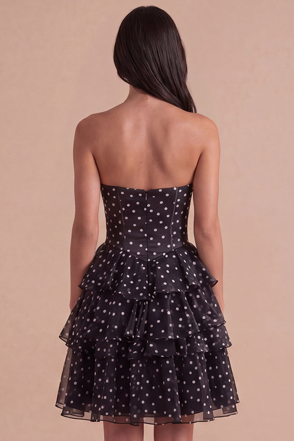 Sweetheart Black A Line Tired Short Corset Homecoming Dress