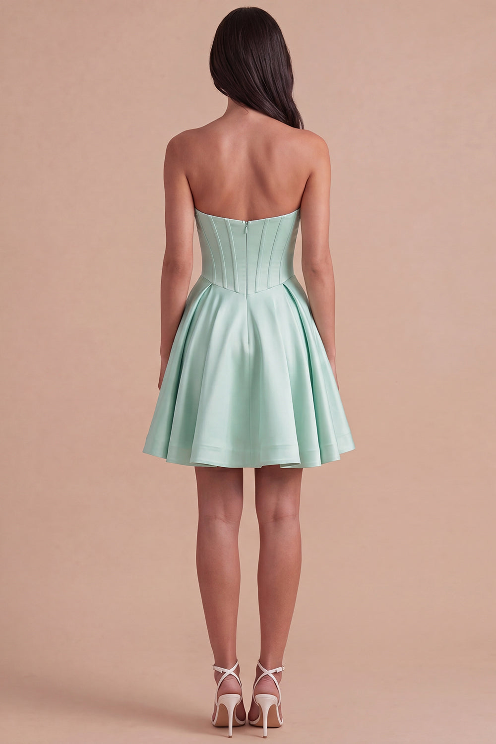 A Line Corset Satin Mint Short Homecoming Dress