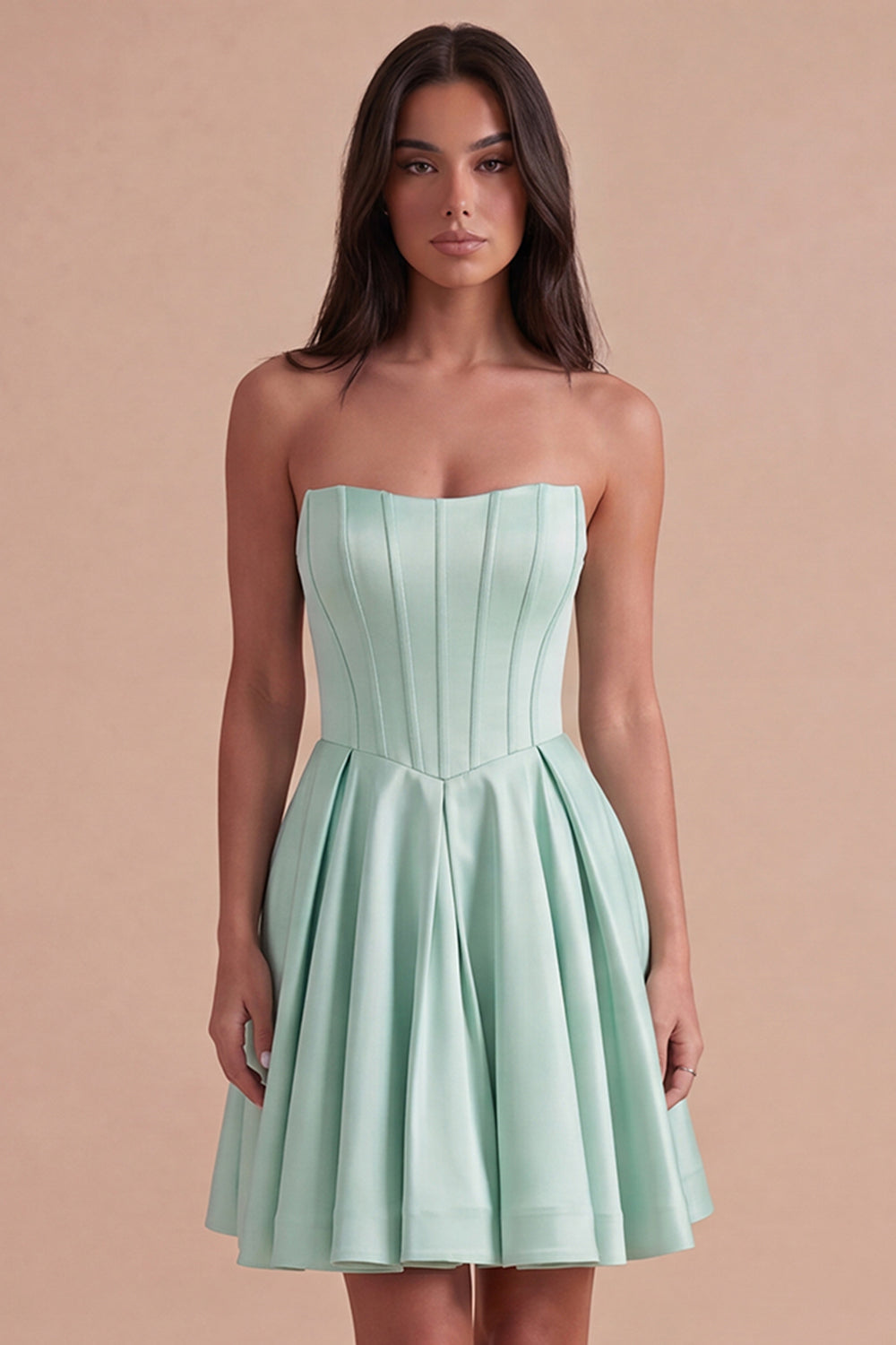 A Line Corset Satin Mint Short Homecoming Dress