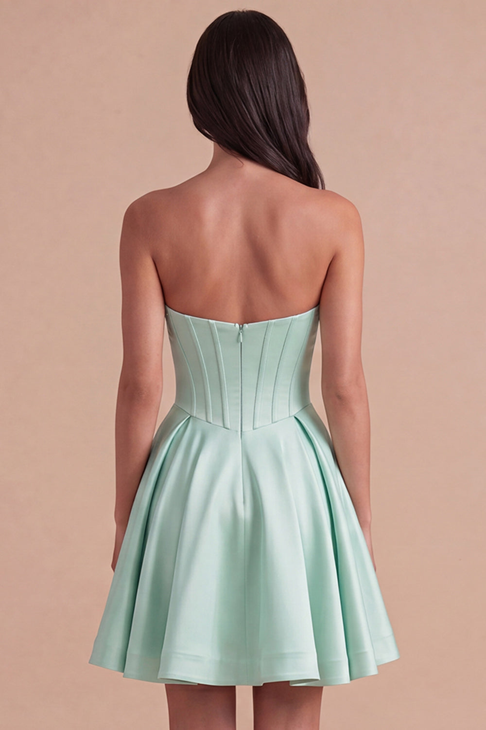 A Line Corset Satin Mint Short Homecoming Dress
