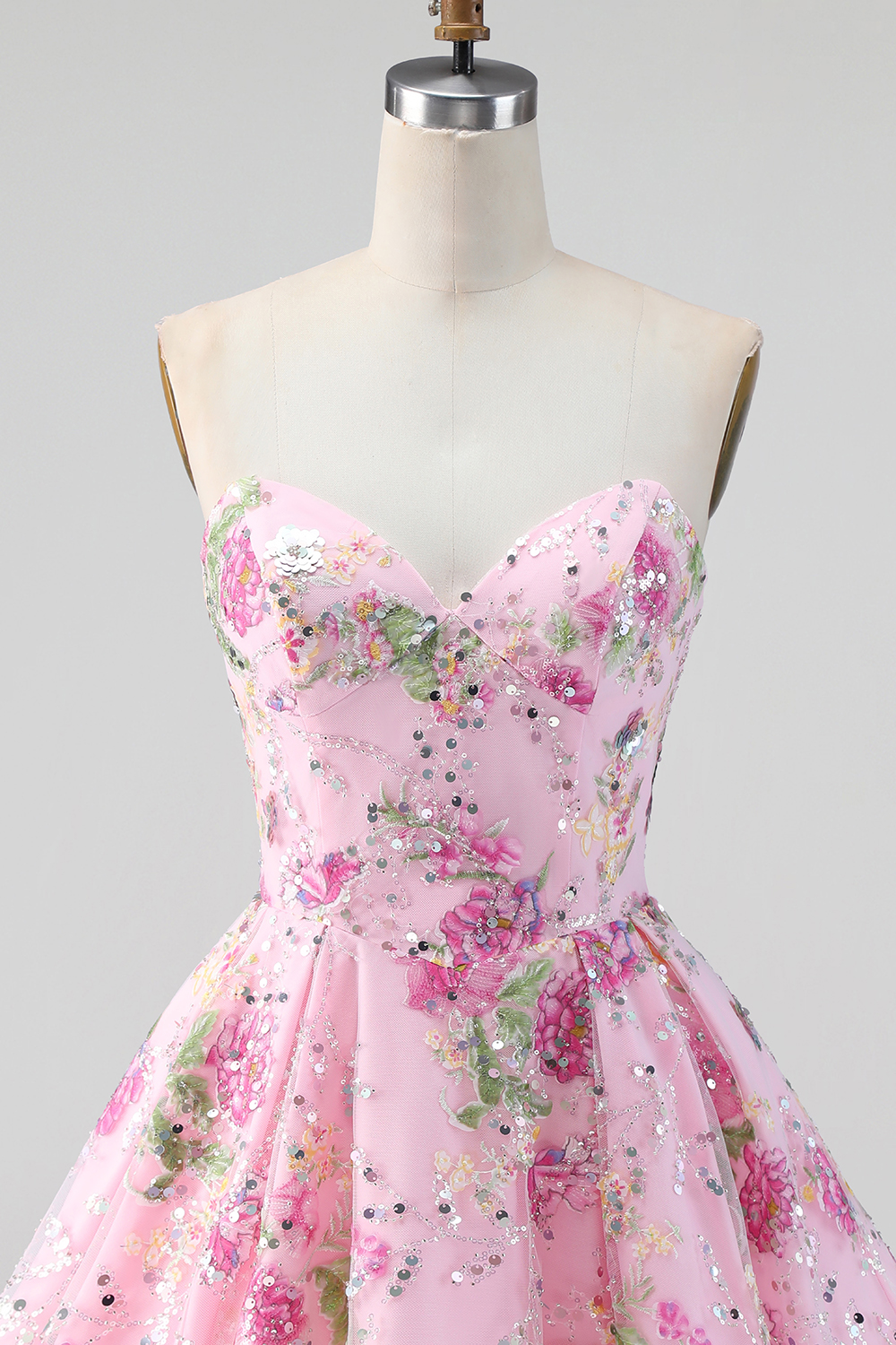 Sparkly A Line Black Floral Sweetheart Short Homecoming Dress