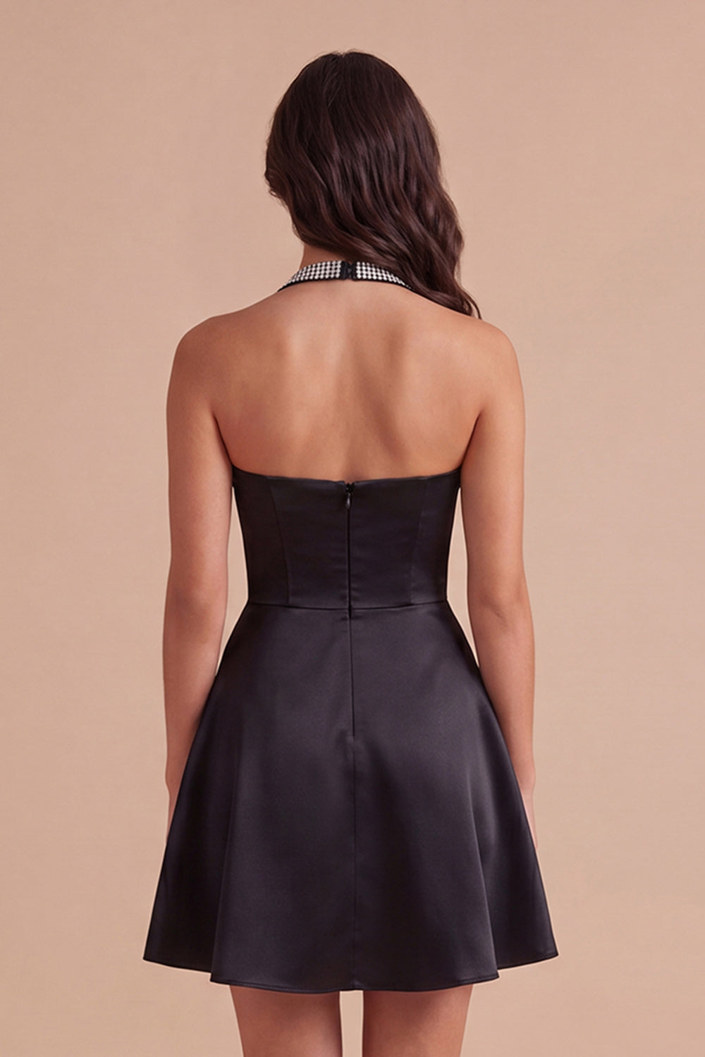 Sparkly Halter Neck A Line Black Short Homecoming Dress