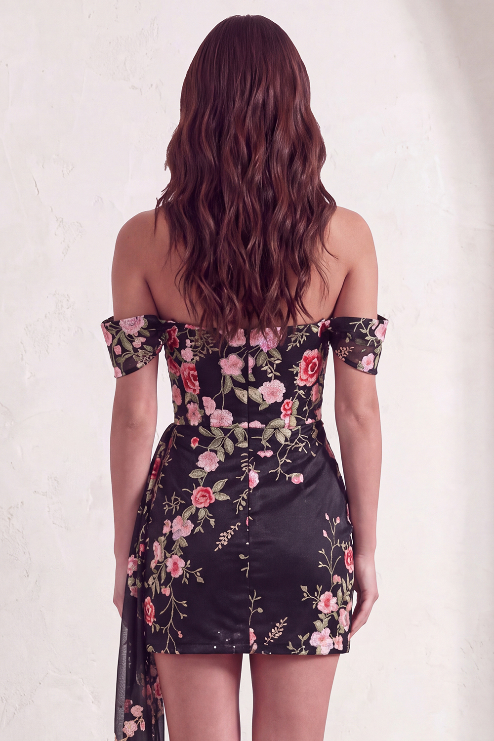 Bodycon Floral Off the Shoulder Green Short Homecoming Dress