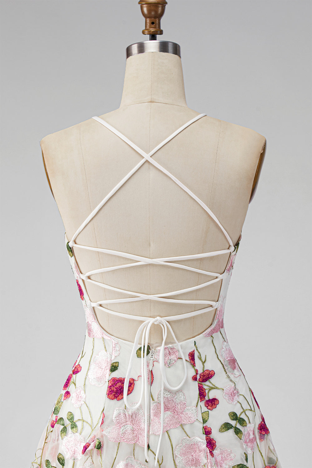 Pink Red Floral A-Line Spaghetti Straps Short Homecoming Dress