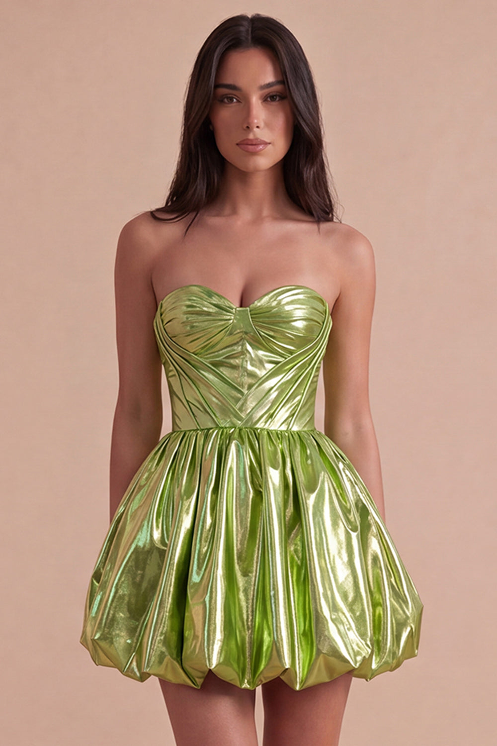 Sparkly Green Metallic Sweetheart A Line Short Homecoming Dress