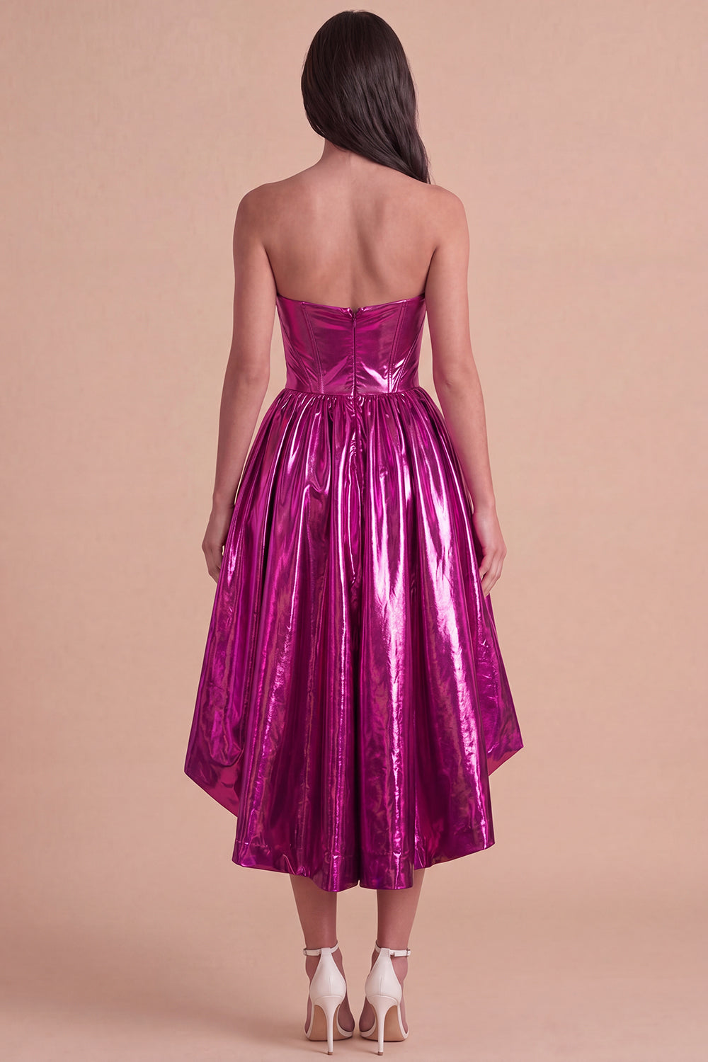 Dark Green Sparkly Metallic Sweetheart High-Low Homecoming Dress with Pockets