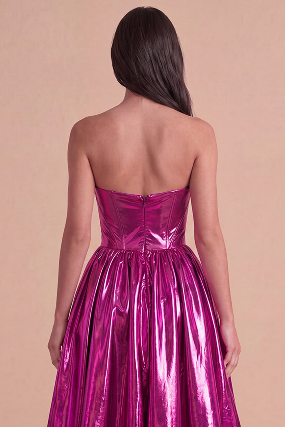 Dark Green Sparkly Metallic Sweetheart High-Low Homecoming Dress with Pockets