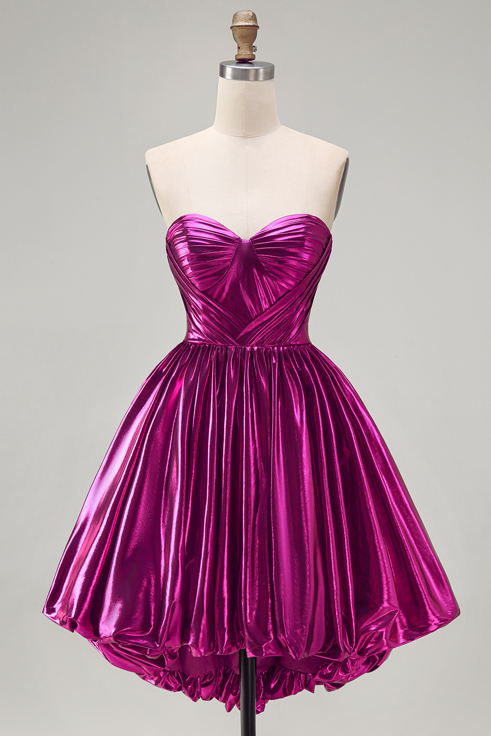 Dark Green Sparkly Metallic Sweetheart High-Low Homecoming Dress with Pockets