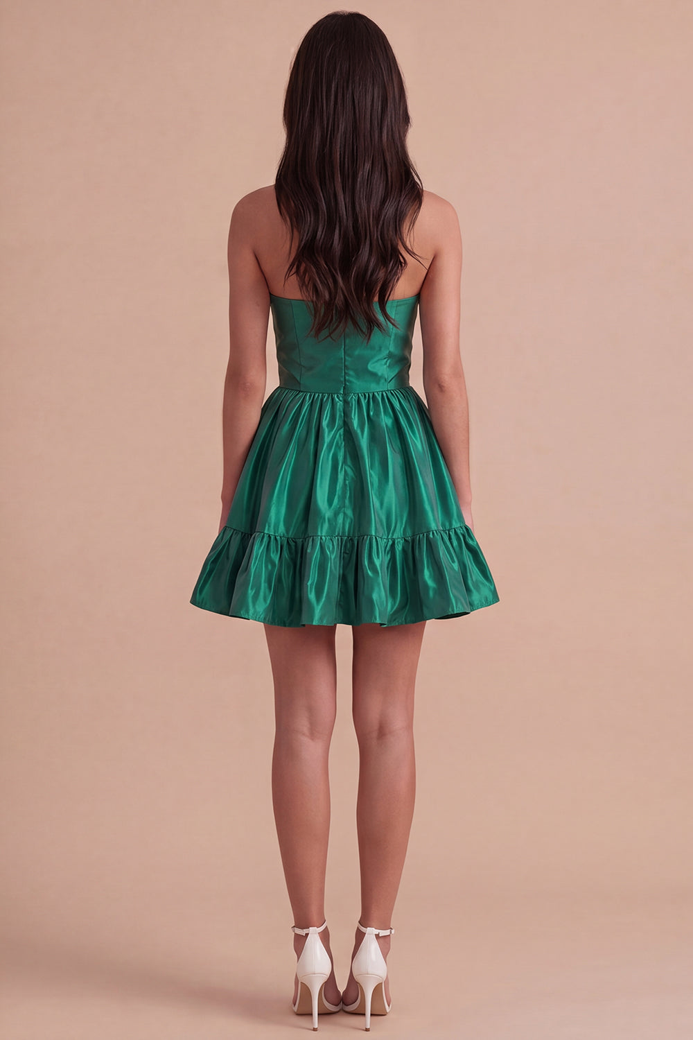 Blue Ruffled Strapless A Line Short Homecoming Dress with Bow