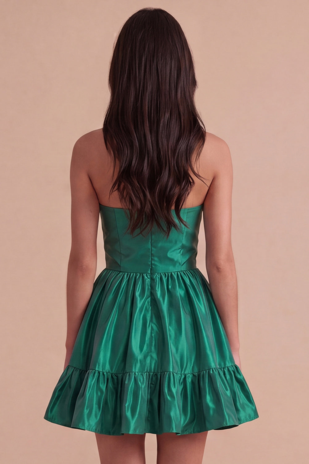 Blue Ruffled Strapless A Line Short Homecoming Dress with Bow