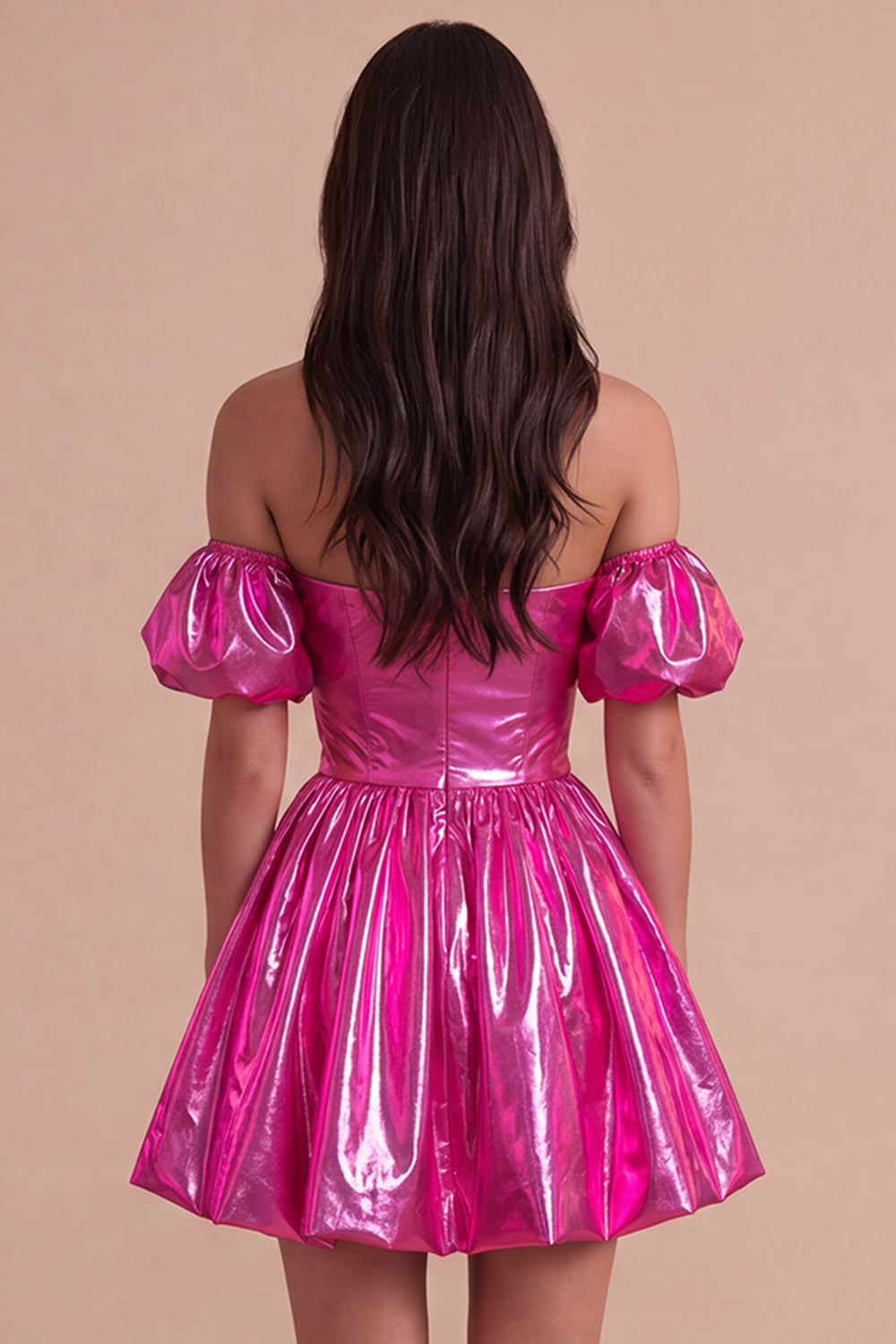 Sparkly Metallic Blue Off the Shoulder A Line Short Homecoming Dress