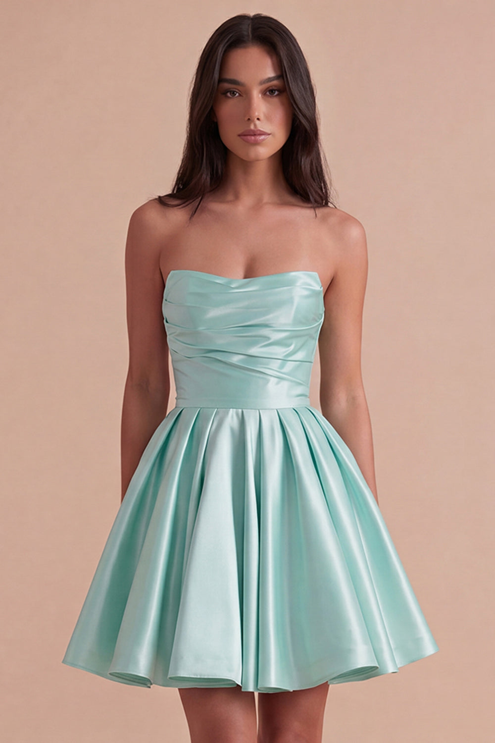 Mint Strapless A Line Short Homecoming Dress
