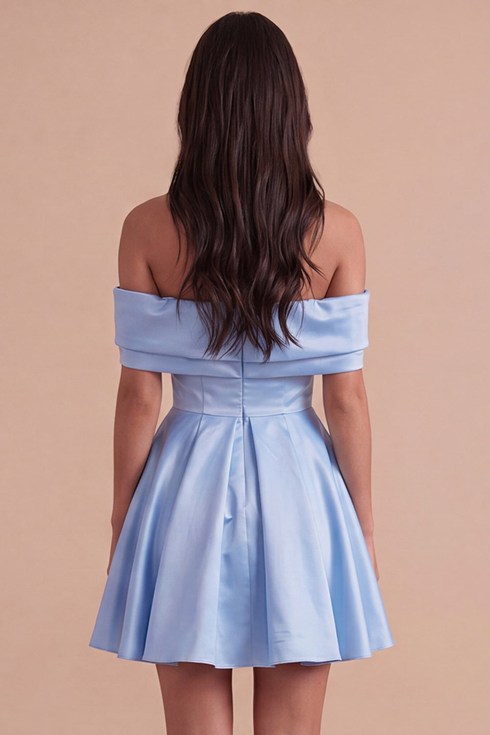 Blue Satin Short Off the Shoulder A Line Homecoming Dress