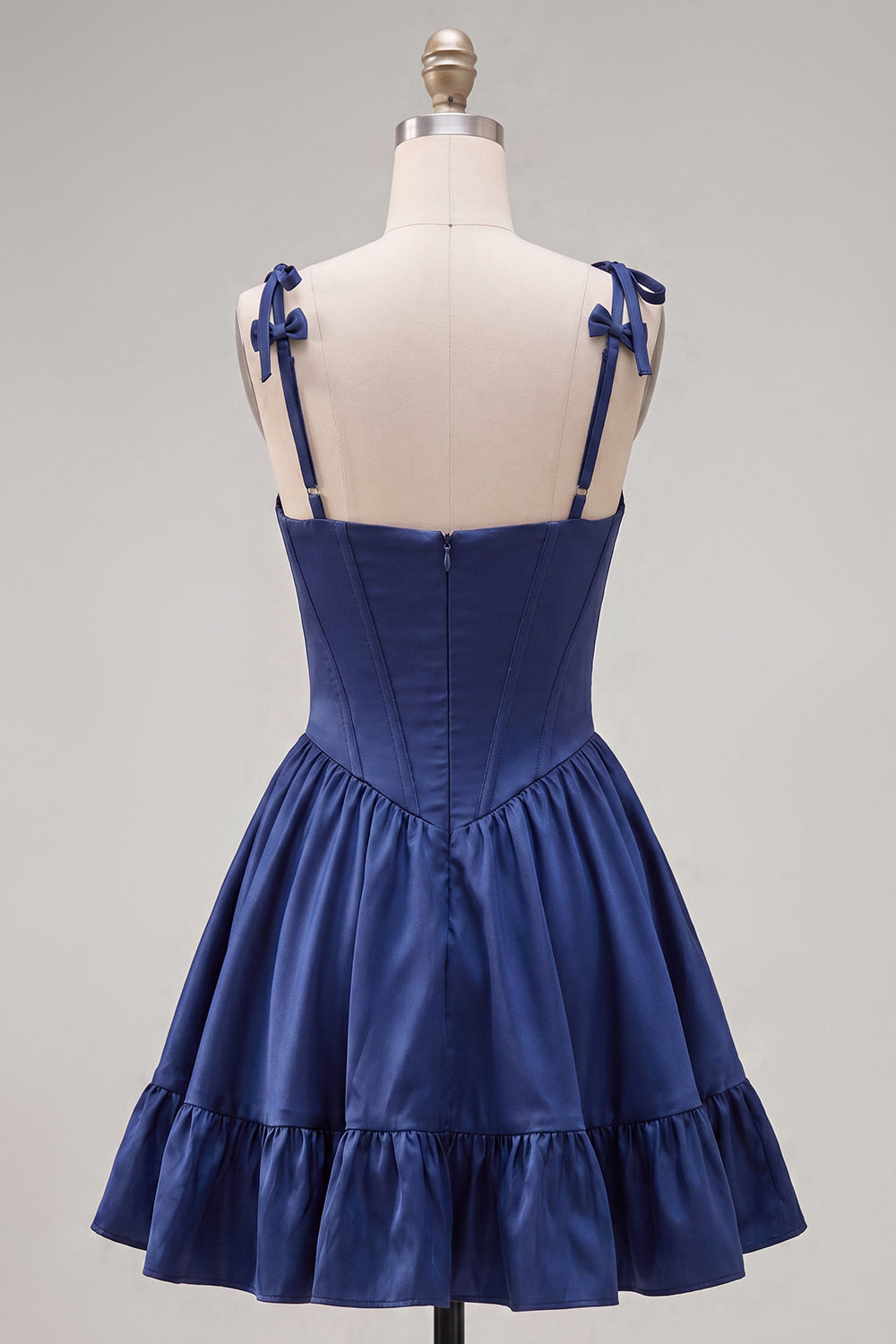 Navy Corset Spaghetti Straps A Line Short Homecoming Dress