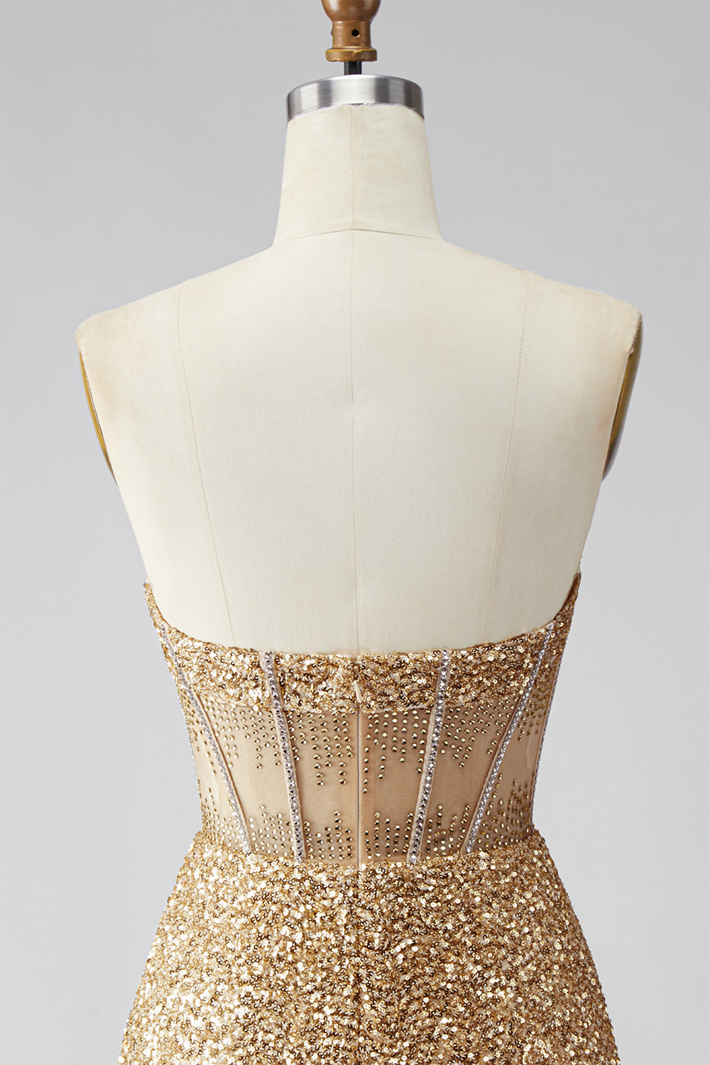 Golden Sparkly Sequin Corset Sweetheart Short Homecoming Dress