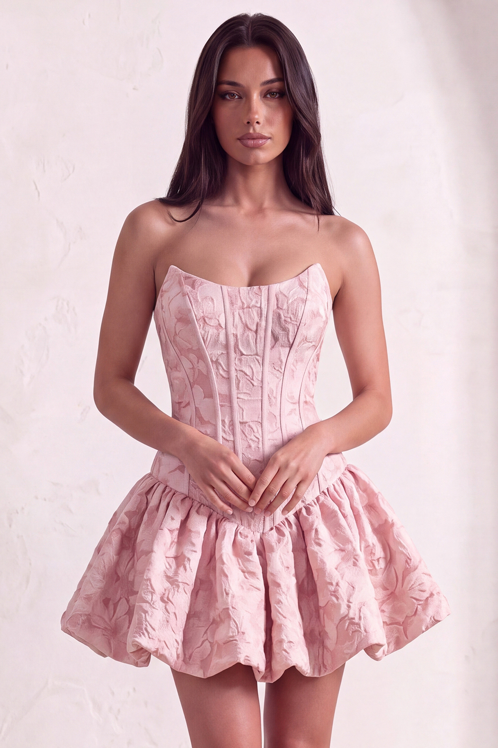 Blue Floral Corset Strapless A Line Short Homecoming Dress