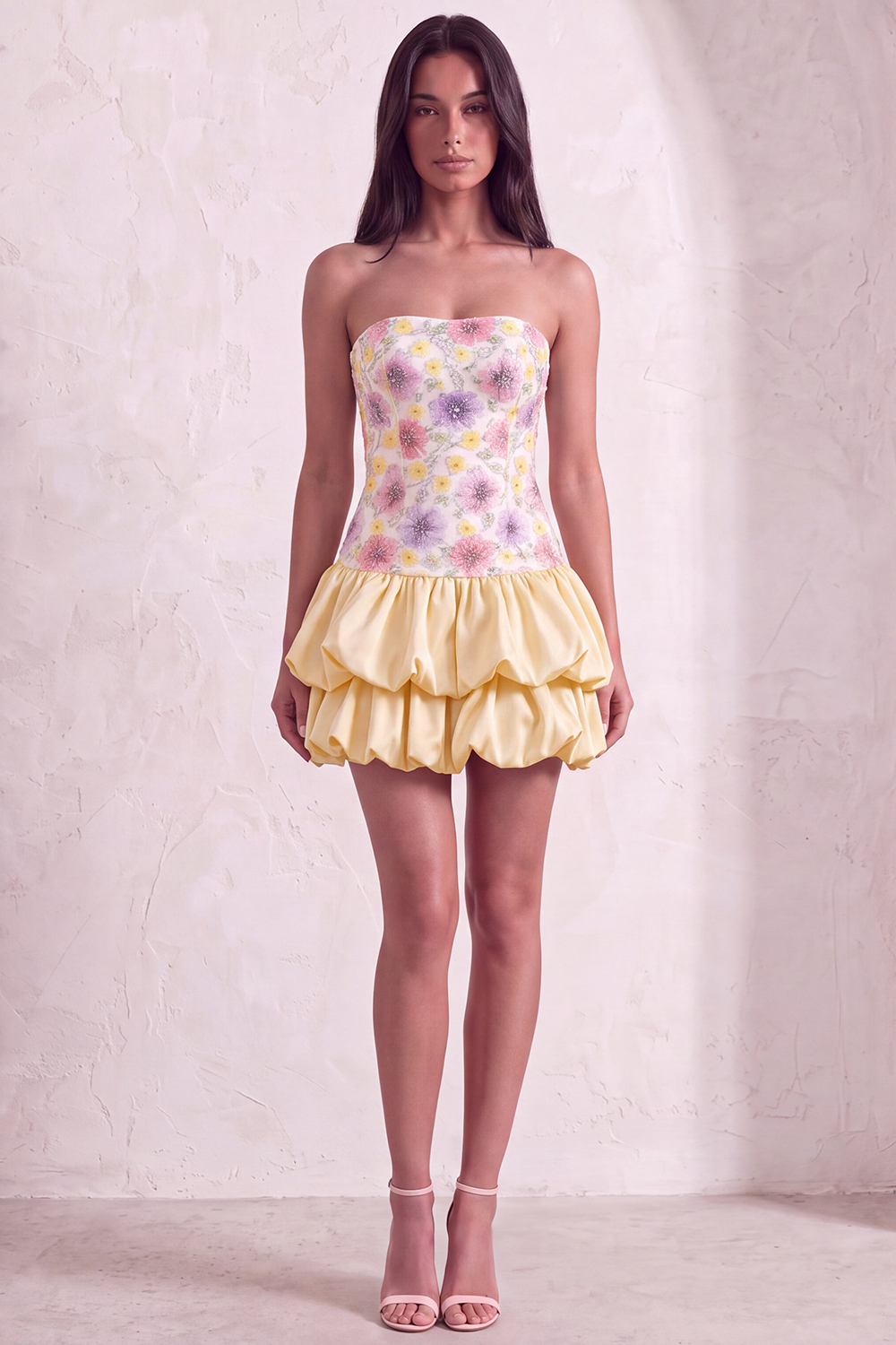 Sparkly Pink Floral Beaded Short Homecoming Dress