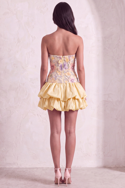 Sparkly Pink Floral Beaded Short Homecoming Dress