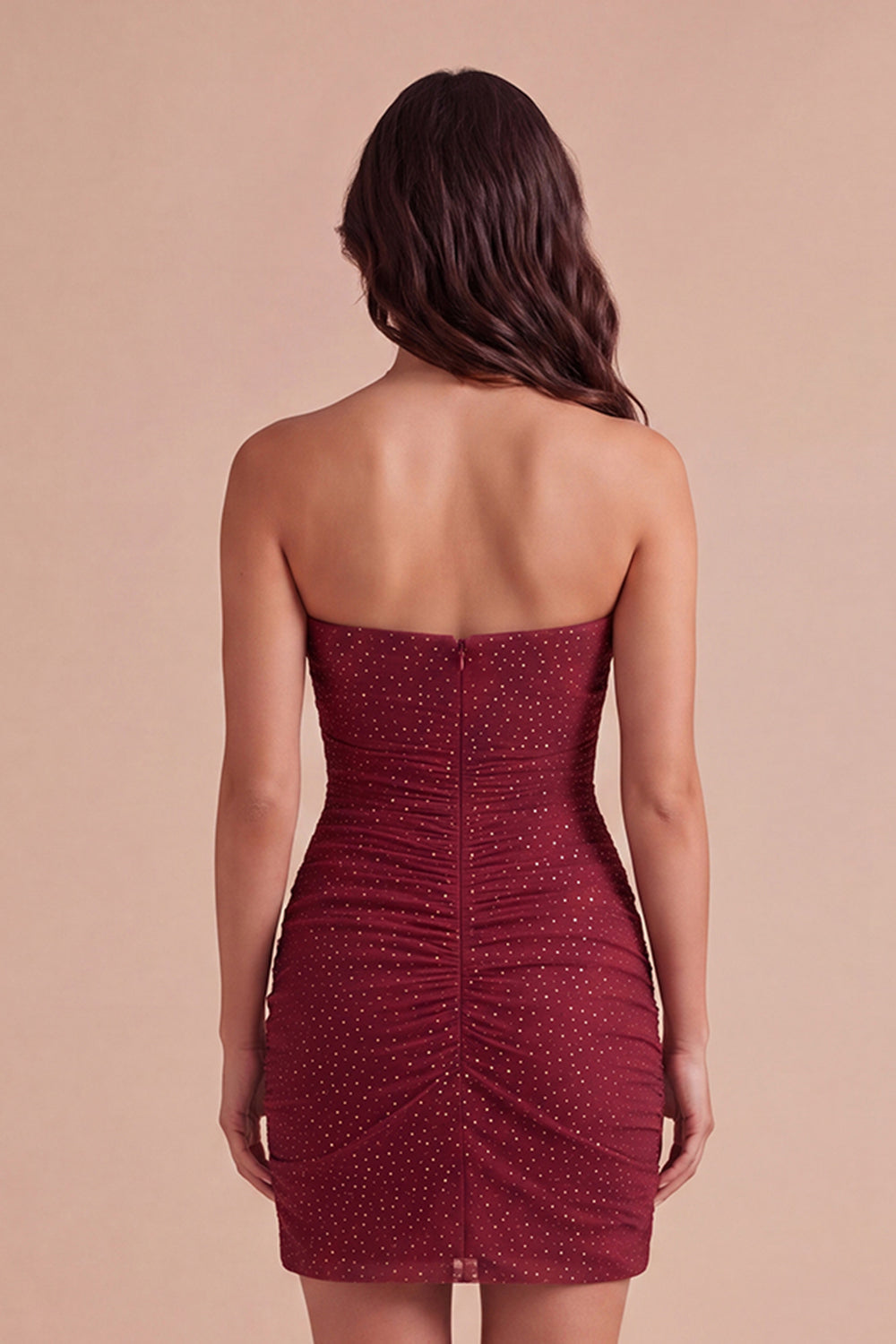 Burgundy Sparkly Beaded Sweetheart Short Homecoming Dress