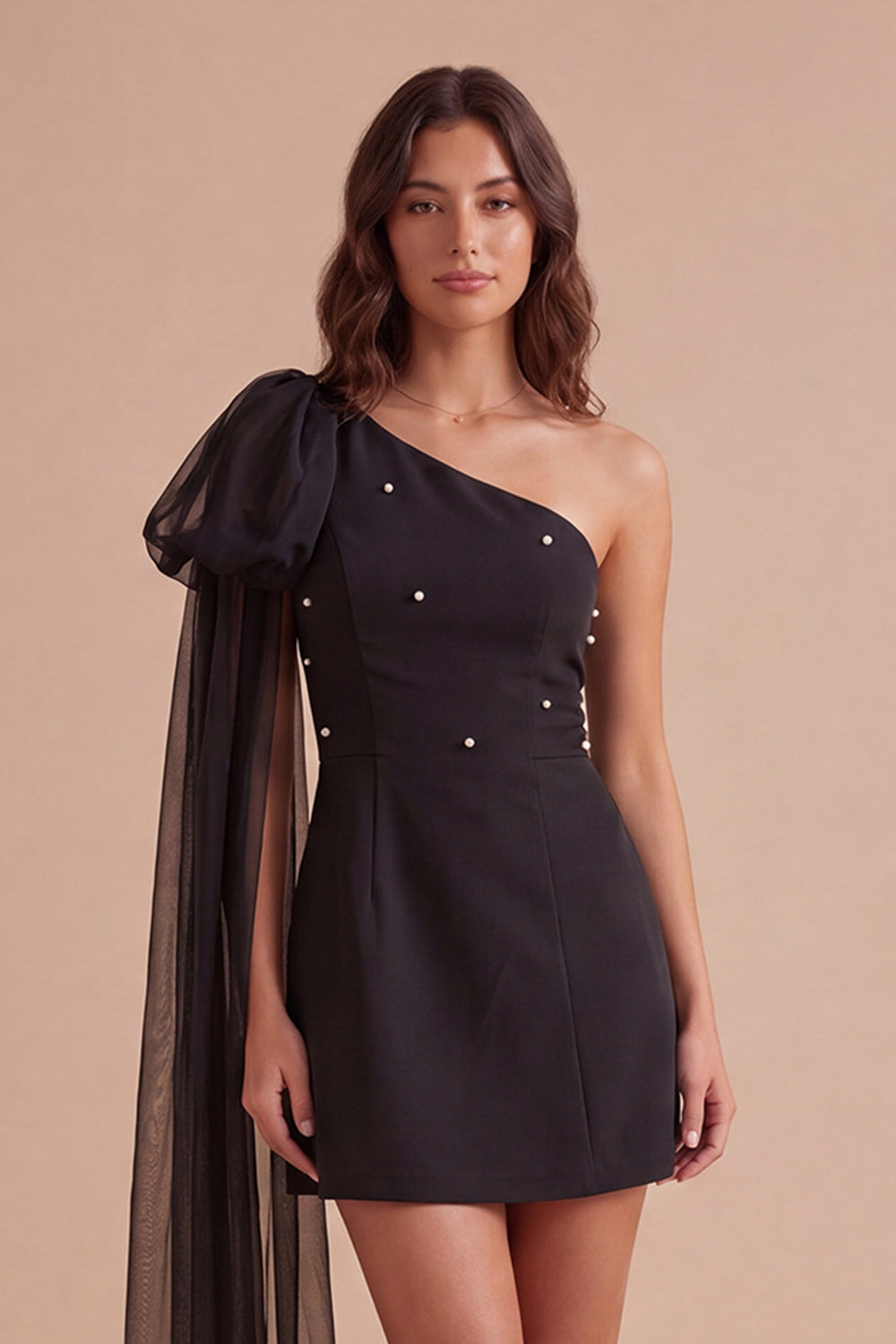 Black One Shoulder A Line Short Homecoming Dress