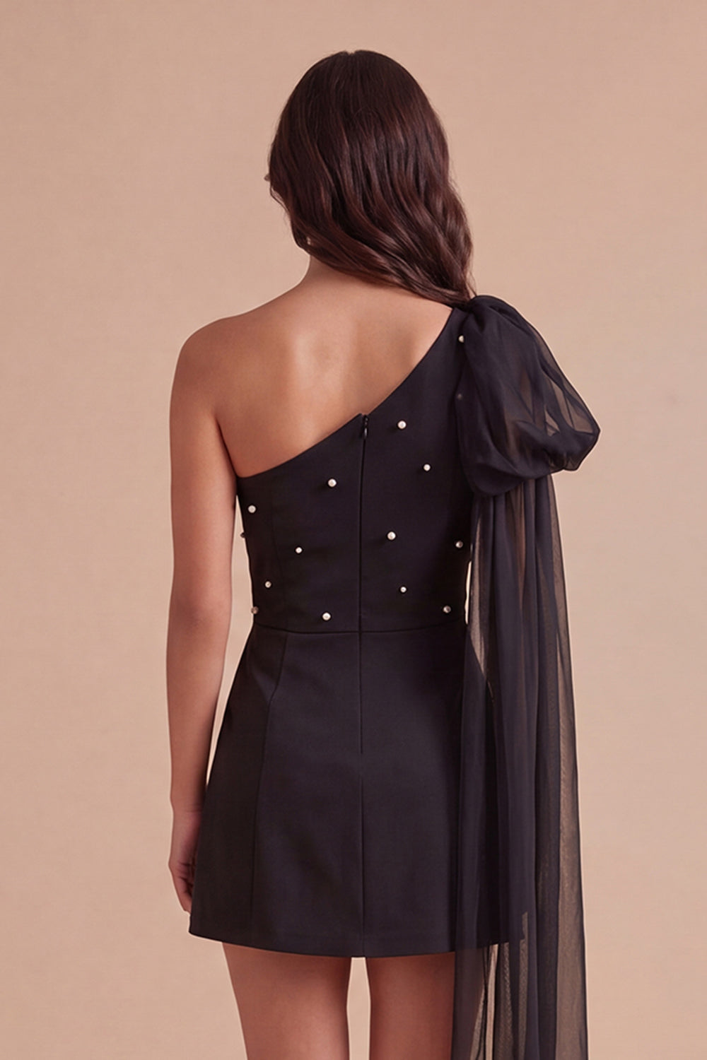 Black One Shoulder A Line Short Homecoming Dress
