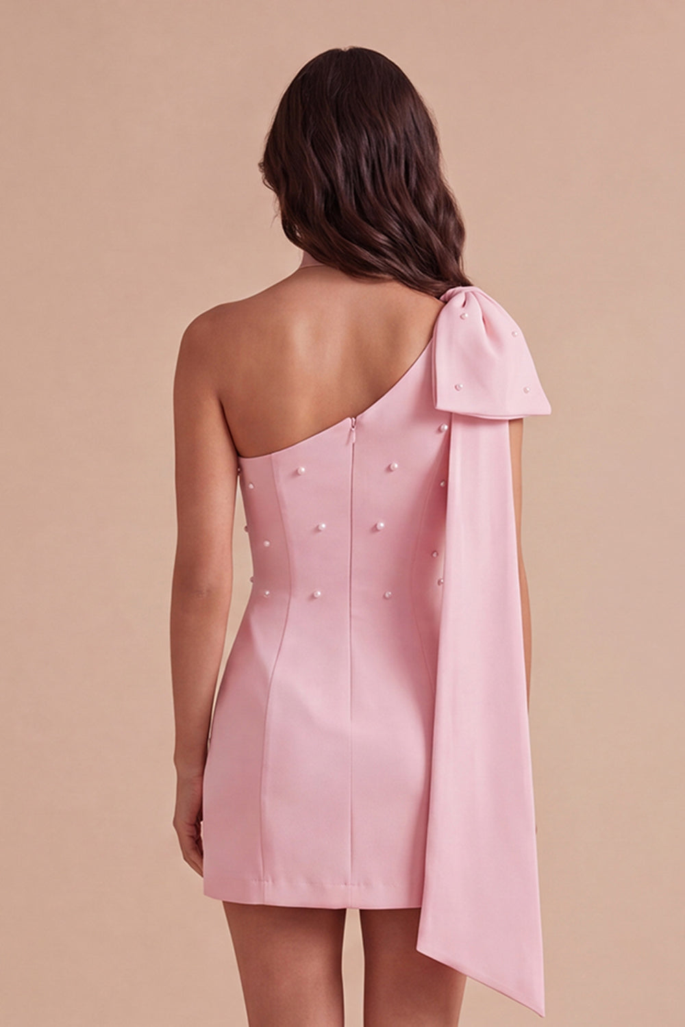 Pink Bodycon One Shoulder Short Homecoming Dress