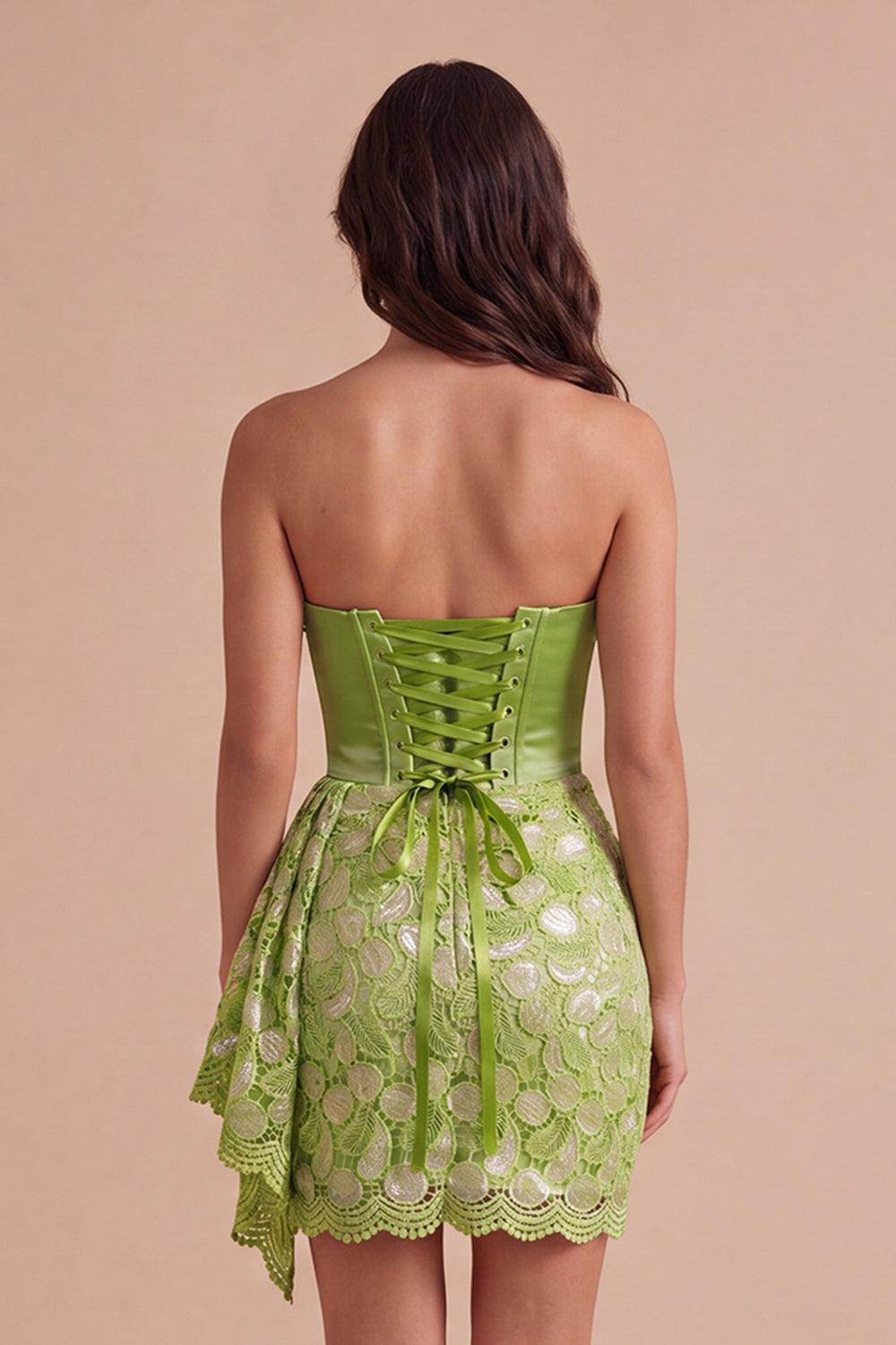 Green Strapless Bodycon Short Homecoming Dress with Slit