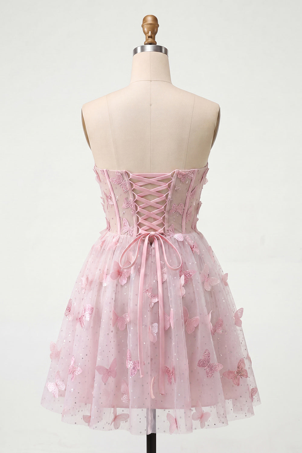 Sparkly Sequin Blush Corset Strapless Short Homecoming Dress