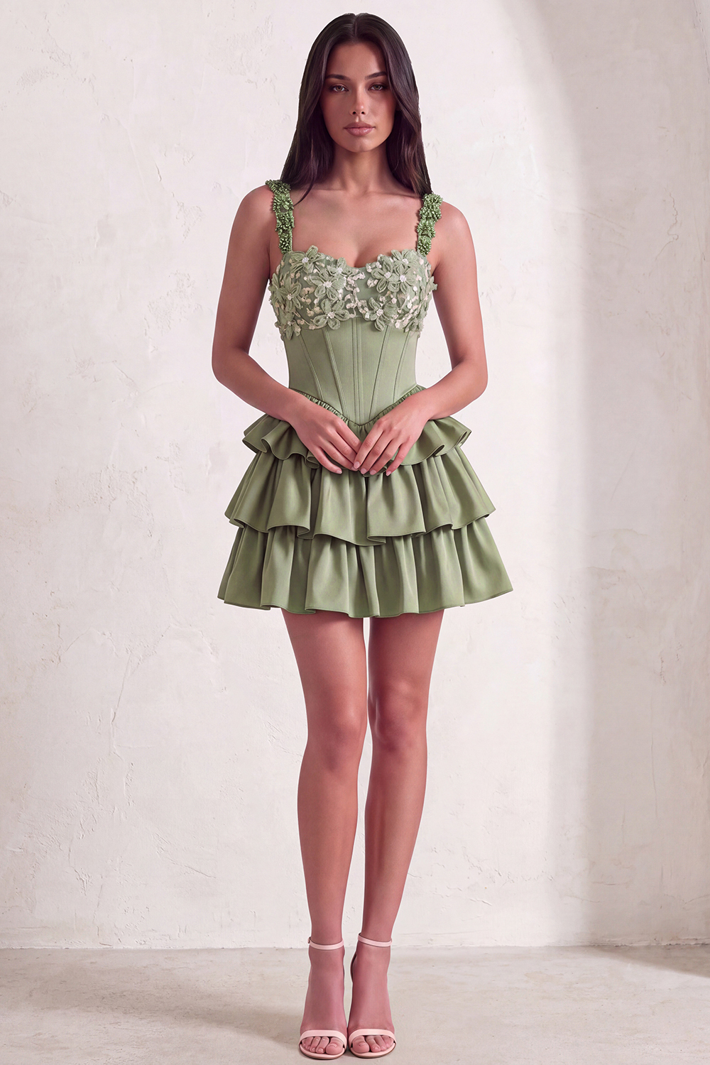 Sparkly Light Purple Corset Beaded Floral Short Homecoming Dress