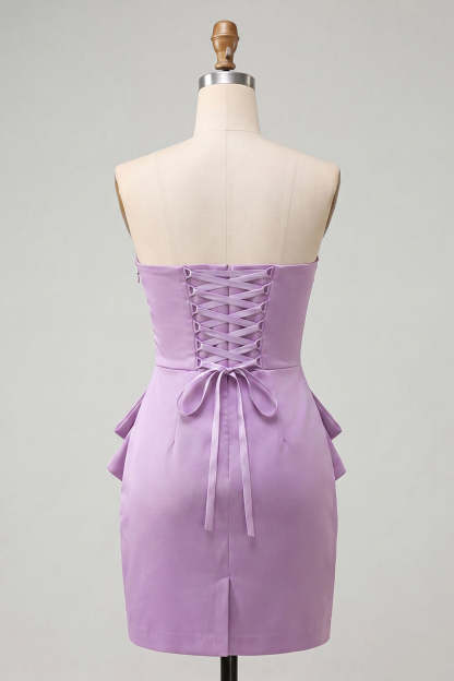Sparkly Ligth Purple Beaded Short Homecoming Dress