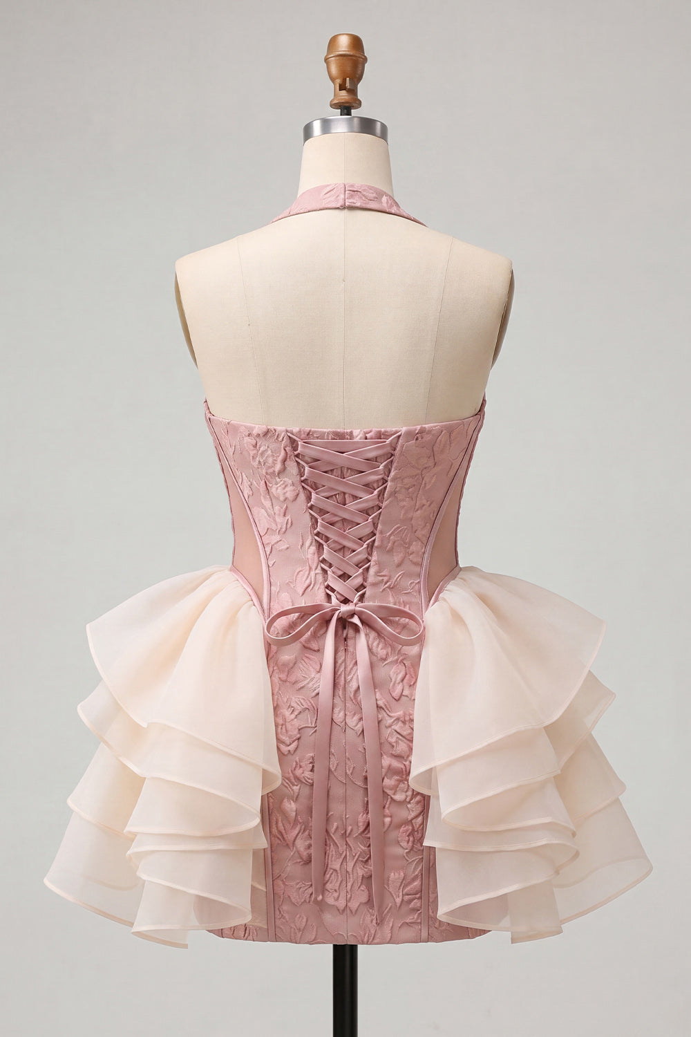 Light Pink Floral Ruffled Bodycon Short Homecoming Dress