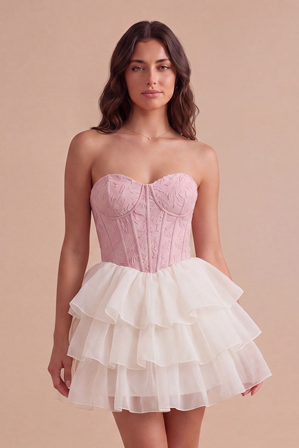 Pink Ruffled Corset Floral Sweetheart Short Homecoming Dress