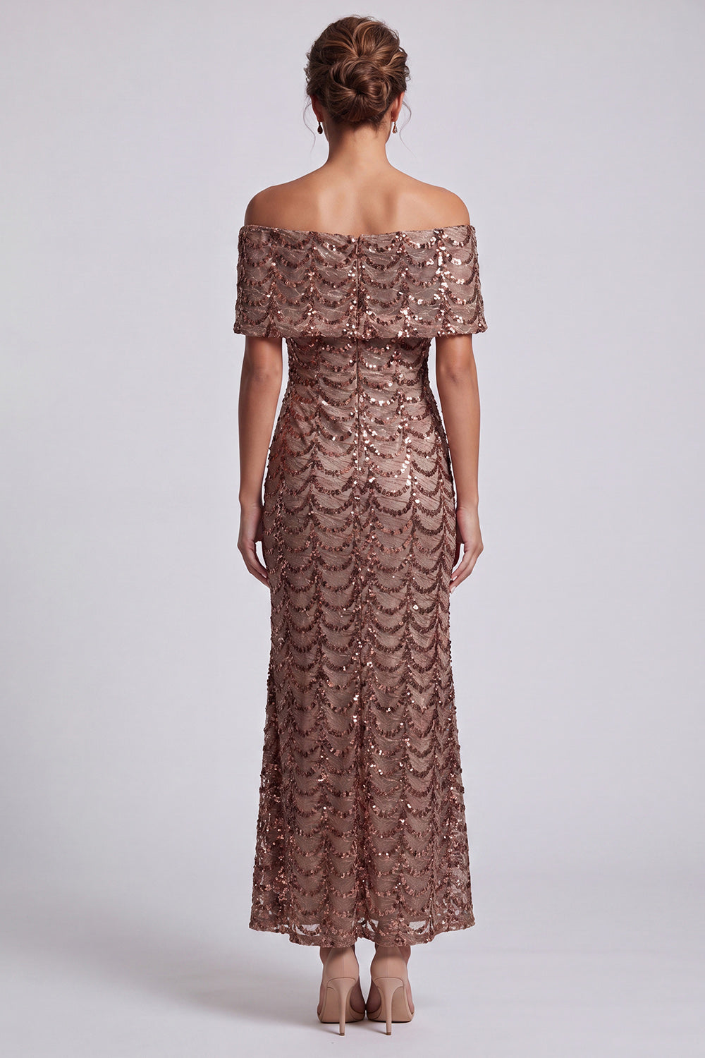 Sparkly Sequined Chocolate Mermaid Long Mother of the Bride Dress