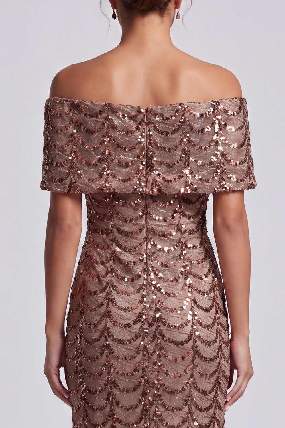 Sparkly Sequined Chocolate Mermaid Long Mother of the Bride Dress