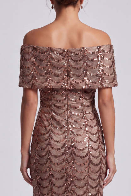 Sparkly Sequined Chocolate Mermaid Long Mother of the Bride Dress