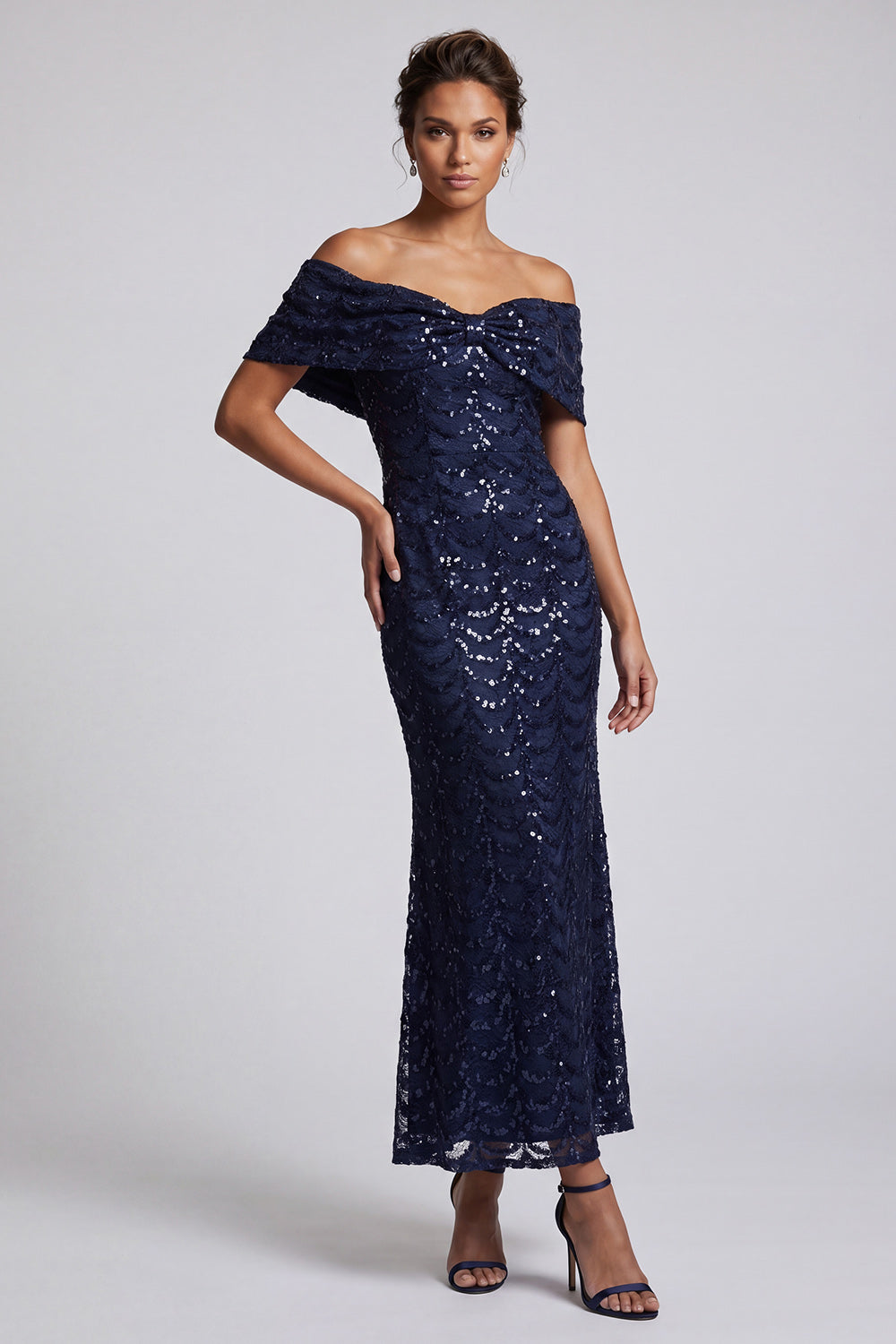 Sparkly Sequined Chocolate Mermaid Long Mother of the Bride Dress